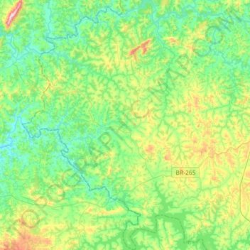 Mapa topográfico Nazareno, altitude, relevo