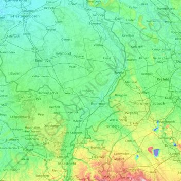 Mapa topográfico Limburg, altitude, relevo