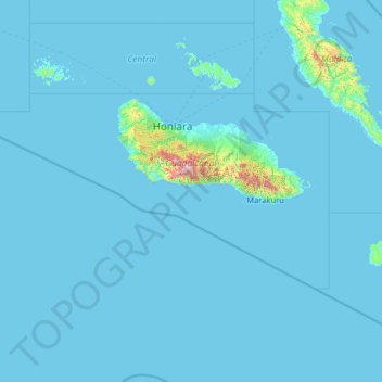 Mapa topográfico Guadalcanal, altitude, relevo