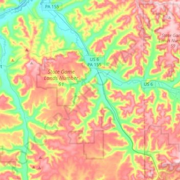 Mapa topográfico Liberty Township, altitude, relevo