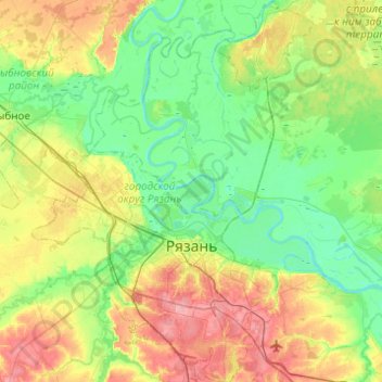 Mapa topográfico Ryazan, altitude, relevo
