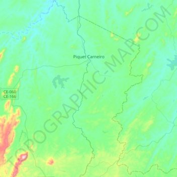 Mapa topográfico Piquet Carneiro, altitude, relevo