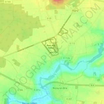 Mapa topográfico Nesles, altitude, relevo