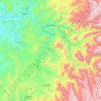 Mapa topográfico Monte Patria, altitude, relevo