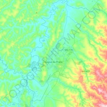 Mapa topográfico Lagoa da Prata, altitude, relevo