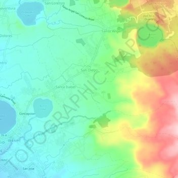 Mapa topográfico San Diego, altitude, relevo