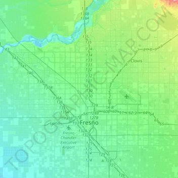 Mapa topográfico Fresno, altitude, relevo