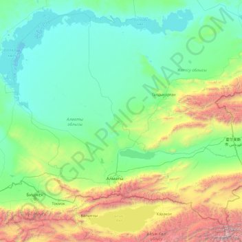 Mapa topográfico Almati, altitude, relevo