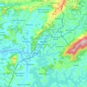 Mapa topográfico Vargem, altitude, relevo