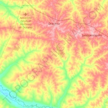 Mapa topográfico Dracena, altitude, relevo