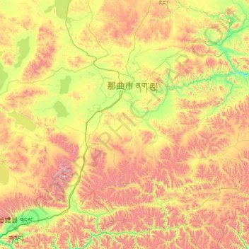 Mapa topográfico 色尼区, altitude, relevo