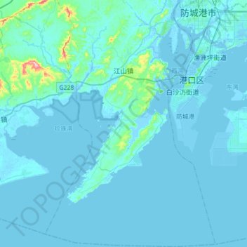 Mapa topográfico Jiangshan Township, altitude, relevo