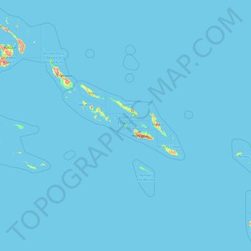 Mapa topográfico Ilhas Salomão, altitude, relevo