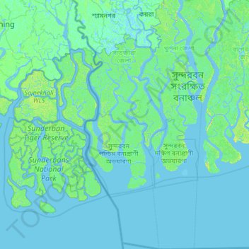 Mapa topográfico Shyamnagar, altitude, relevo