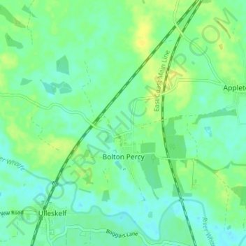 Mapa topográfico Bolton Percy, altitude, relevo