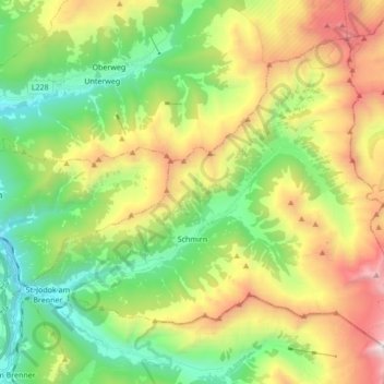 Mapa topográfico Schmirn, altitude, relevo