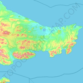 Mapa topográfico Península Mitre, altitude, relevo
