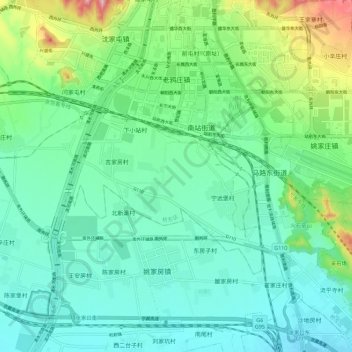 Mapa topográfico 老鸦庄镇, altitude, relevo