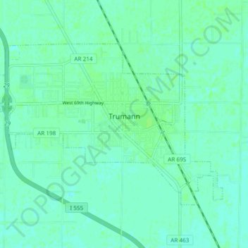 Mapa topográfico Trumann, altitude, relevo
