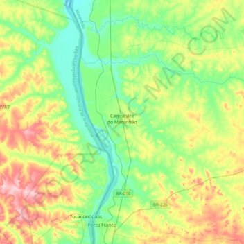 Mapa topográfico Campestre do Maranhão, altitude, relevo