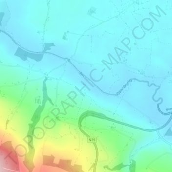 Mapa topográfico Shanakill, altitude, relevo