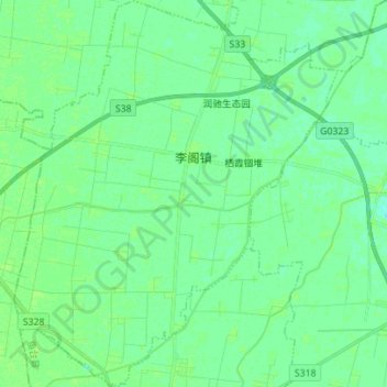Mapa topográfico 李阁镇, altitude, relevo