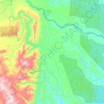 Mapa topográfico Macuma, altitude, relevo