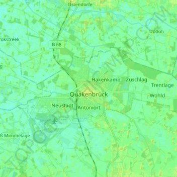 Mapa topográfico Quakenbrück, altitude, relevo