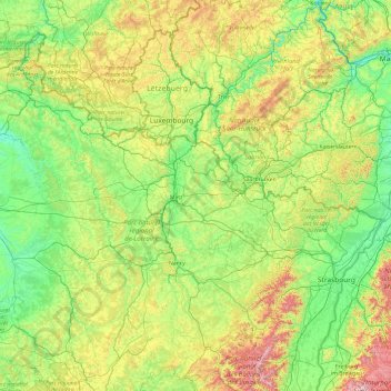 Mapa topográfico La Moselle, altitude, relevo