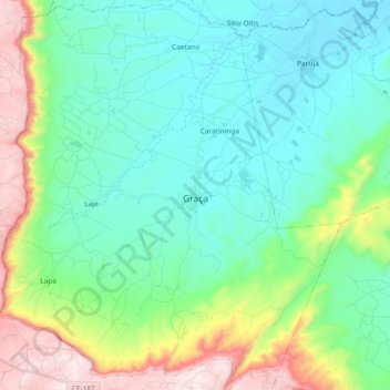 Mapa topográfico Graça, altitude, relevo