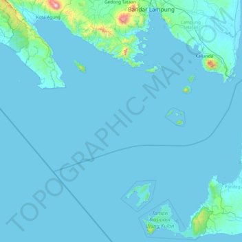 Mapa topográfico Sunda Strait, altitude, relevo