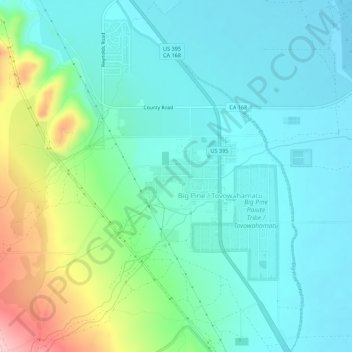 Mapa topográfico Big Pine, altitude, relevo