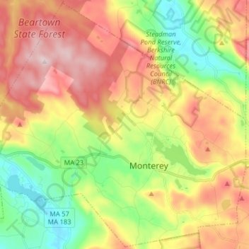 Mapa topográfico Monterey, altitude, relevo
