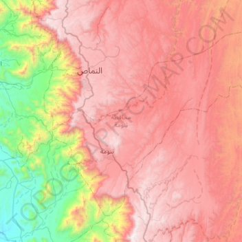 Mapa topográfico Tanumah, altitude, relevo