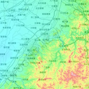 Mapa topográfico Liaoyang City, altitude, relevo