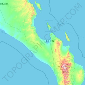 Mapa topográfico Municipio de La Paz, altitude, relevo