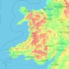 Mapa topográfico Pays de Galles, altitude, relevo