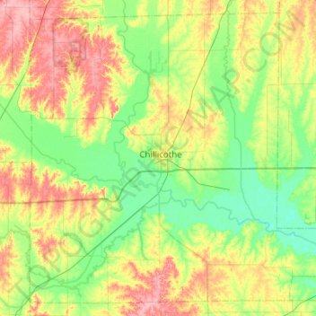 Mapa topográfico Livingston County, altitude, relevo
