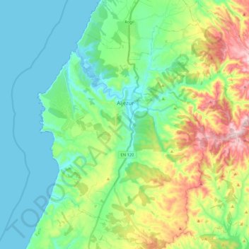 Mapa topográfico Aljezur, altitude, relevo