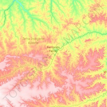 Mapa topográfico Fernando Falcão, altitude, relevo