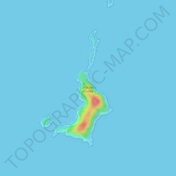 Mapa topográfico Ilha das Couves, altitude, relevo