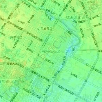 Mapa topográfico 书院街街道, altitude, relevo