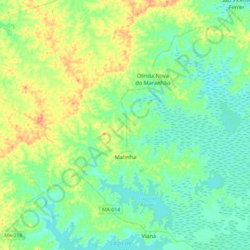 Mapa topográfico Matinha, altitude, relevo