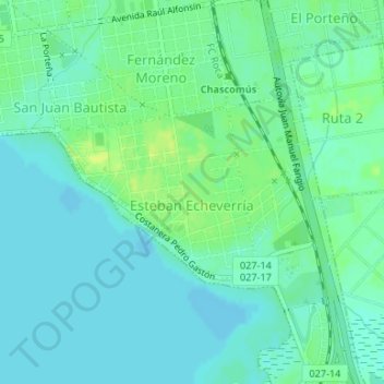 Mapa topográfico Esteban Echeverría, altitude, relevo