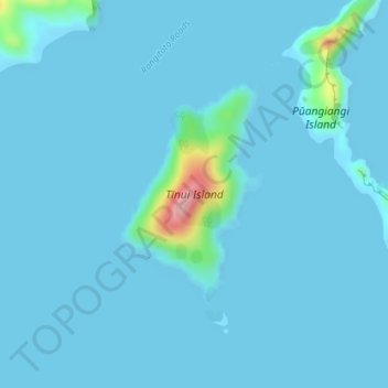 Mapa topográfico Tīnui Island, altitude, relevo