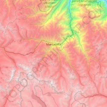 Mapa topográfico Marcapata, altitude, relevo