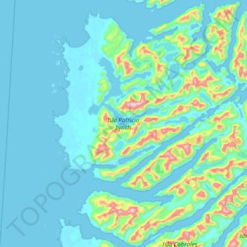 Mapa topográfico Isla Patricio Lynch, altitude, relevo