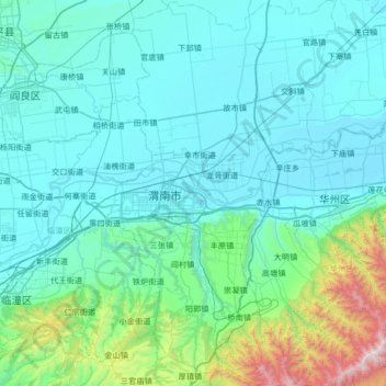 Mapa topográfico 临渭区, altitude, relevo