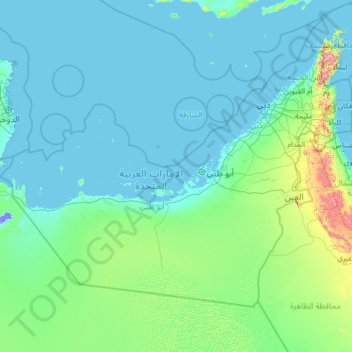Mapa topográfico Emirados Árabes Unidos, altitude, relevo
