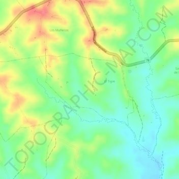 Mapa topográfico El Tigre, altitude, relevo
